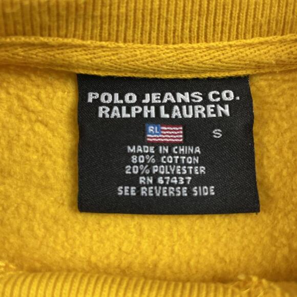 Polo Jeans Co Crewneck Sweatshirt Small Yellow Spellout - Picture 4 of 6